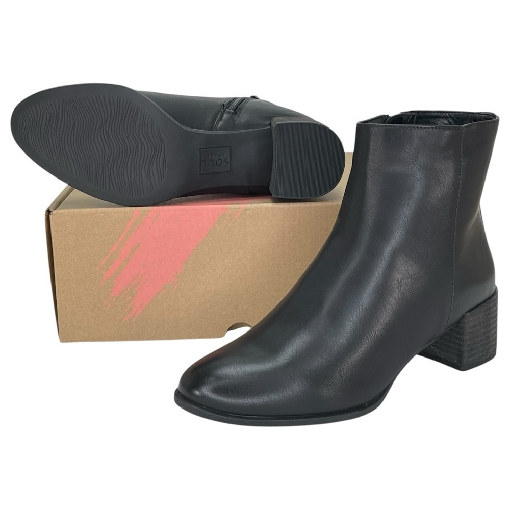 SOUL Naturalizer Rose Black Faux Leather Womens Ankle Boots Size 8.5M - Picture 12 of 13